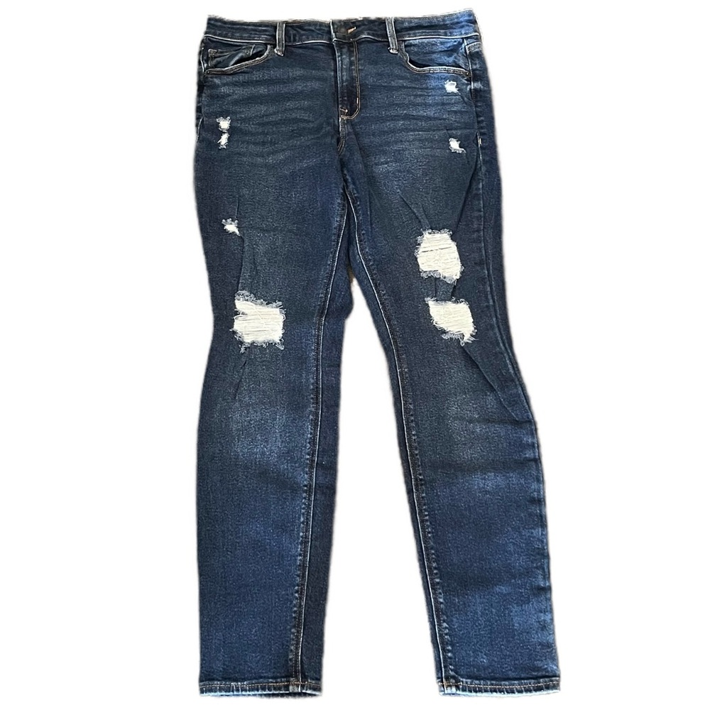 Old Navy Rockstar Dark Wash Ripped Skinny Jeans Size 10 – Preowned